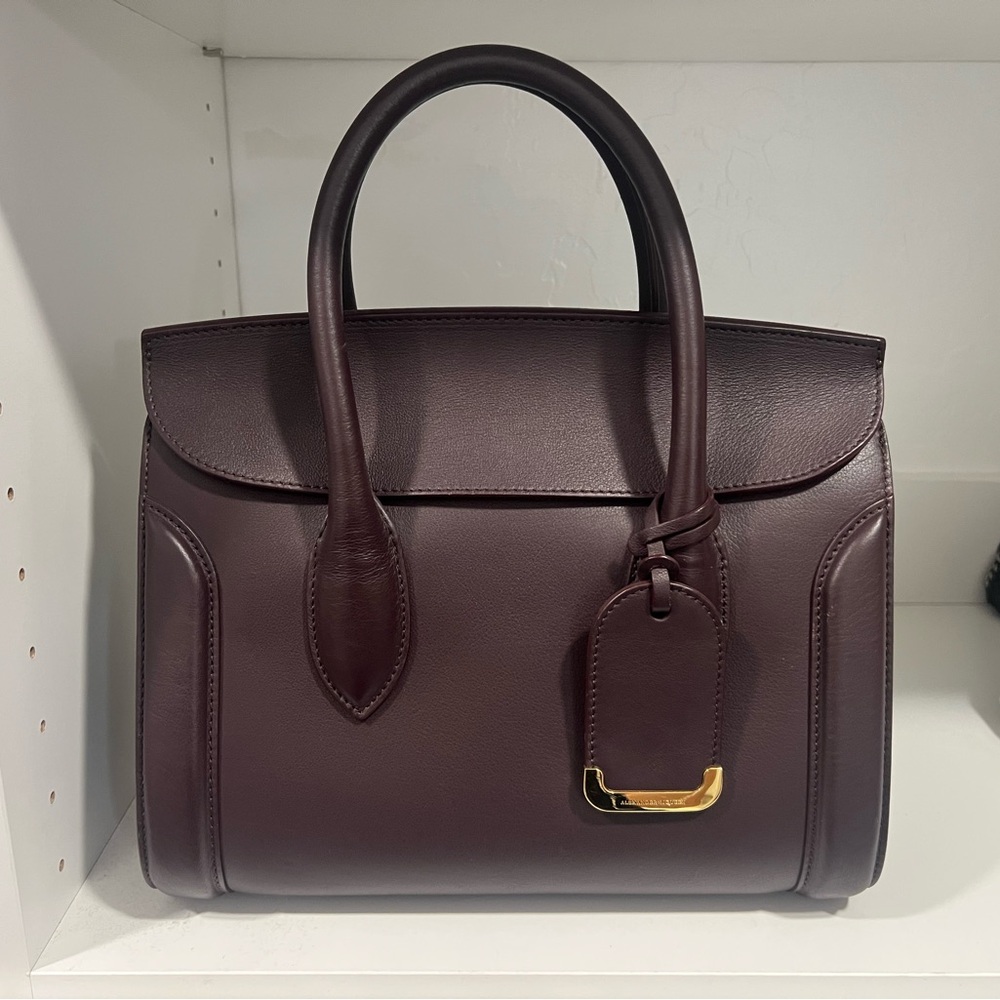 Alexander McQueen Brown Leather Satchel with Top Handles